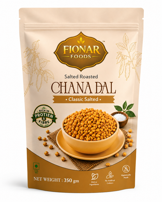 Fionar Foods Salted Roasted Chana Dal | Classic Salted | Rich in Protein & Fibre | 350g